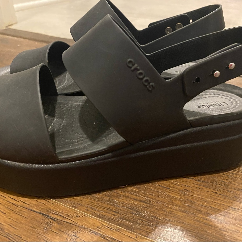 Crocs Black Platform Sandals Literite
